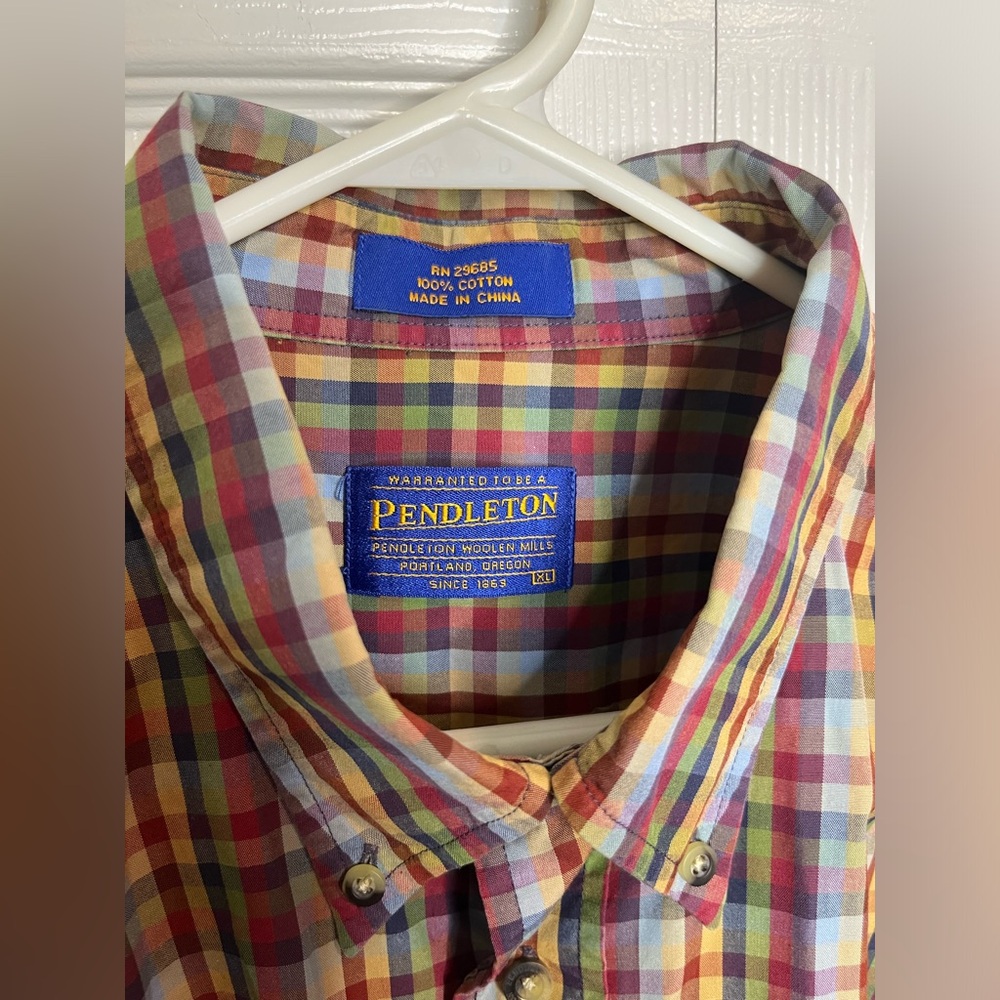 Pendleton Multicolor Plaid Collared Button Down Long Sleeve Men’s Shirt Size XL - Picture 3 of 8